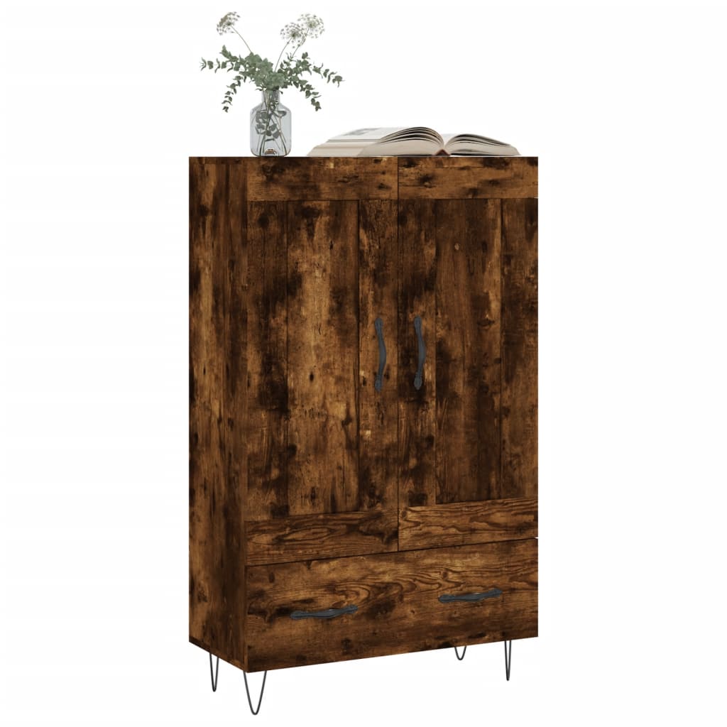 Buffet haut chêne fumé 69,5x31x115 cm bois d'ingénierie