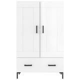 Buffet haut blanc brillant 69,5x31x115 cm bois d'ingénierie