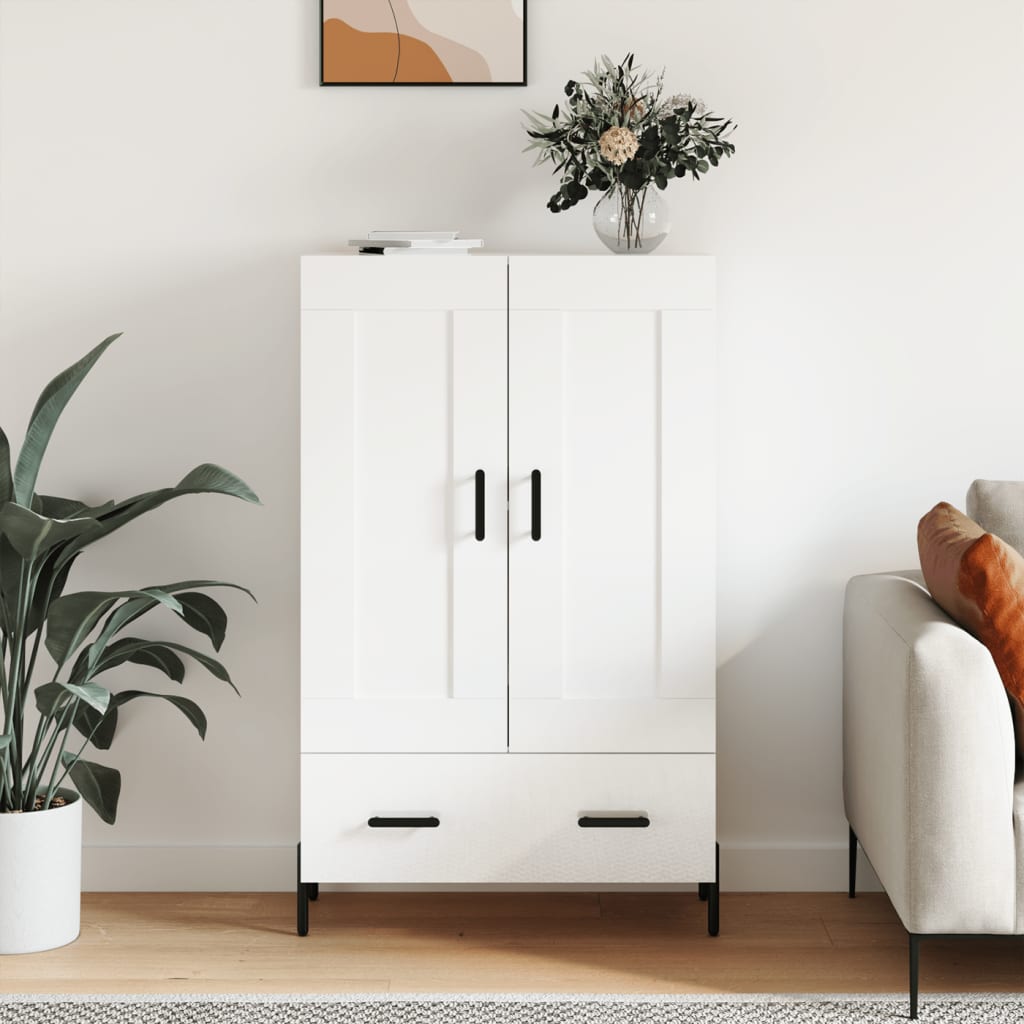 High sideboard white gloss 69.5x31x115 cm engineered wood