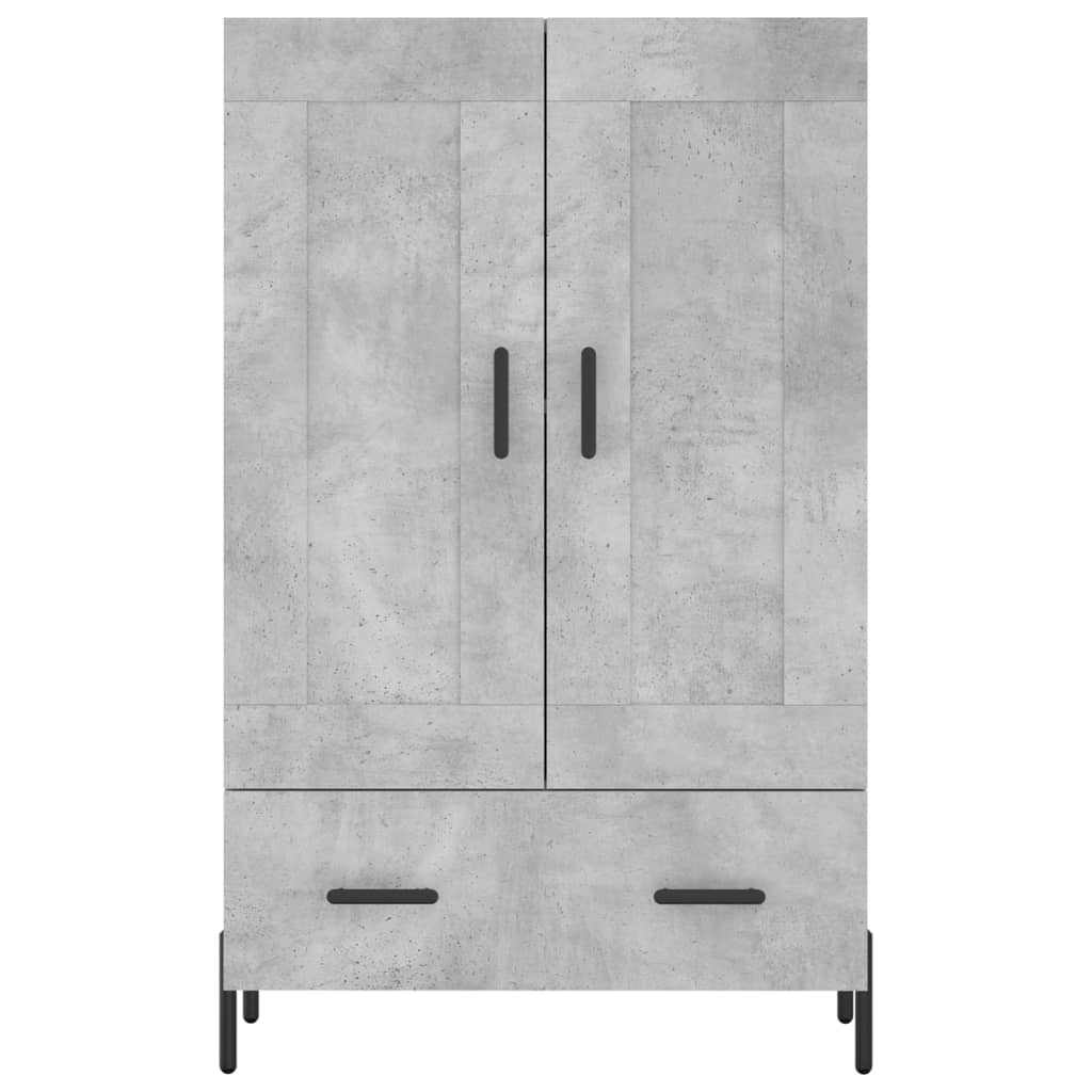 Betongraues hohes Sideboard 69,5 x 31 x 115 cm, Holzwerkstoff