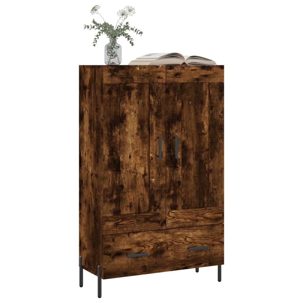 Buffet haut chêne fumé 69,5x31x115 cm bois d'ingénierie