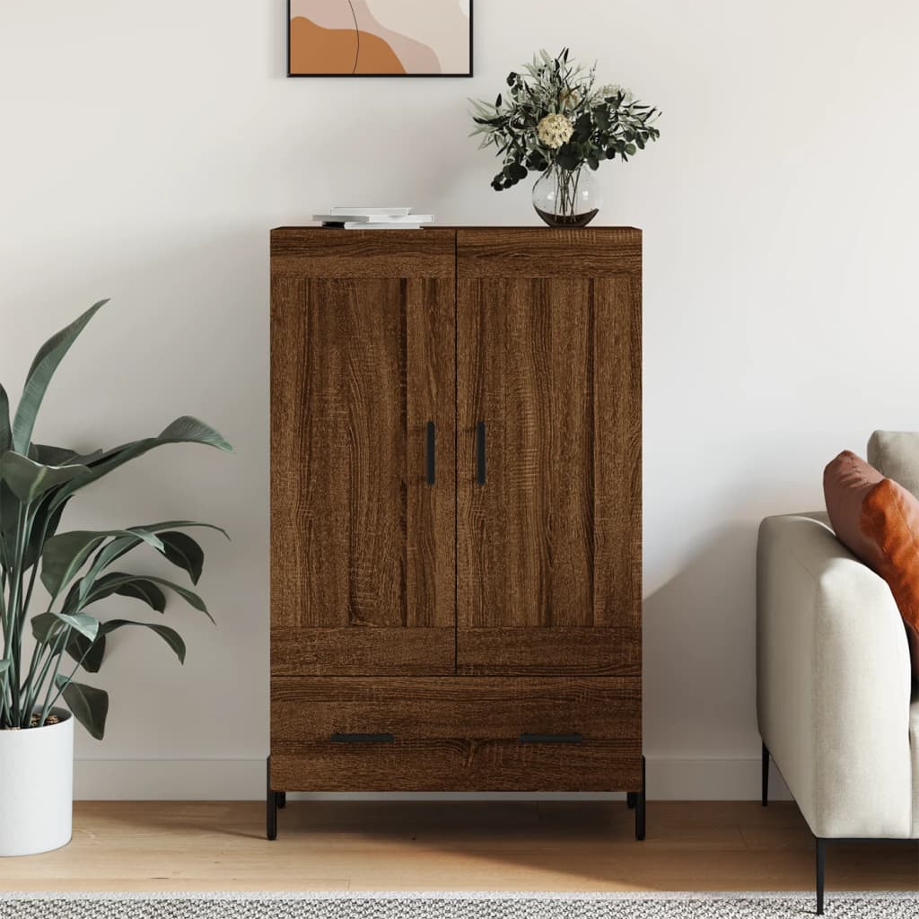 High sideboard brown oak 69.5x31x115 cm engineered wood