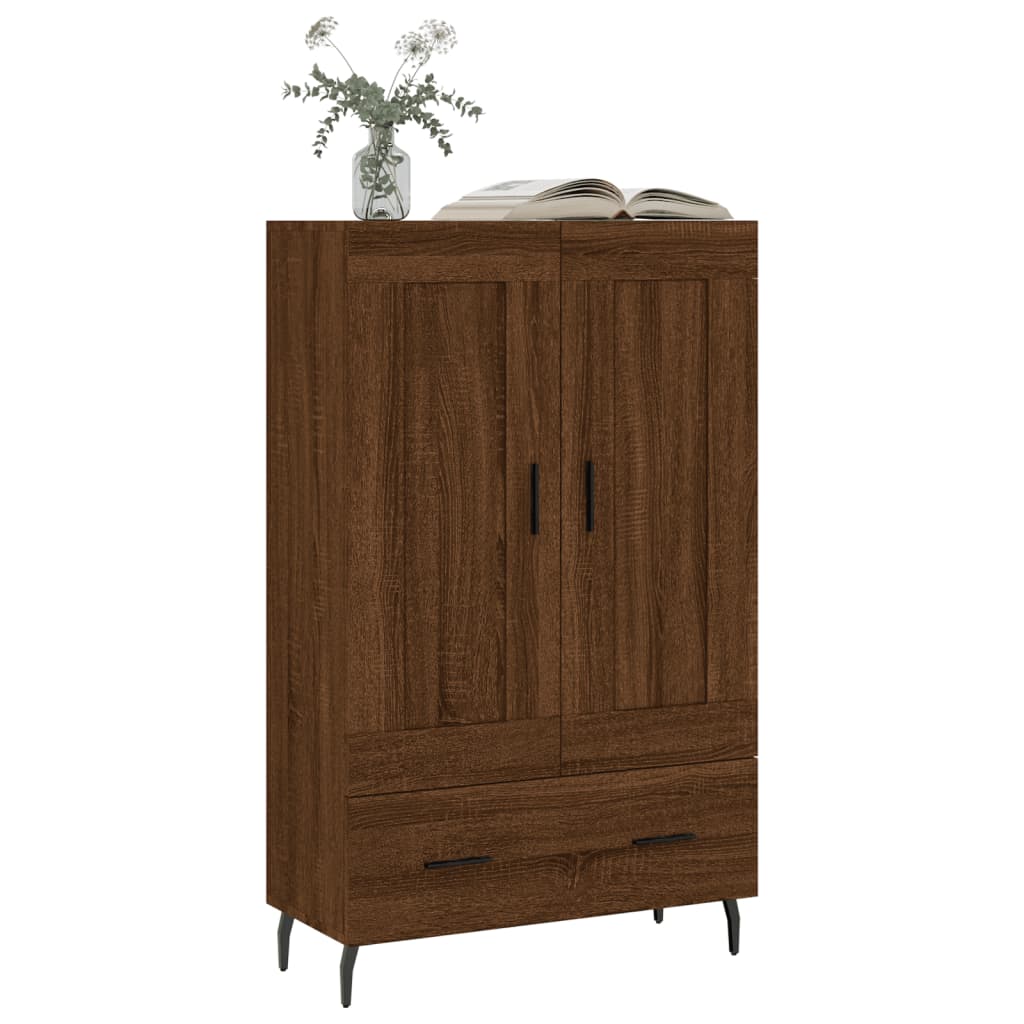 Buffet haut chêne marron 69,5x31x115 cm bois d'ingénierie