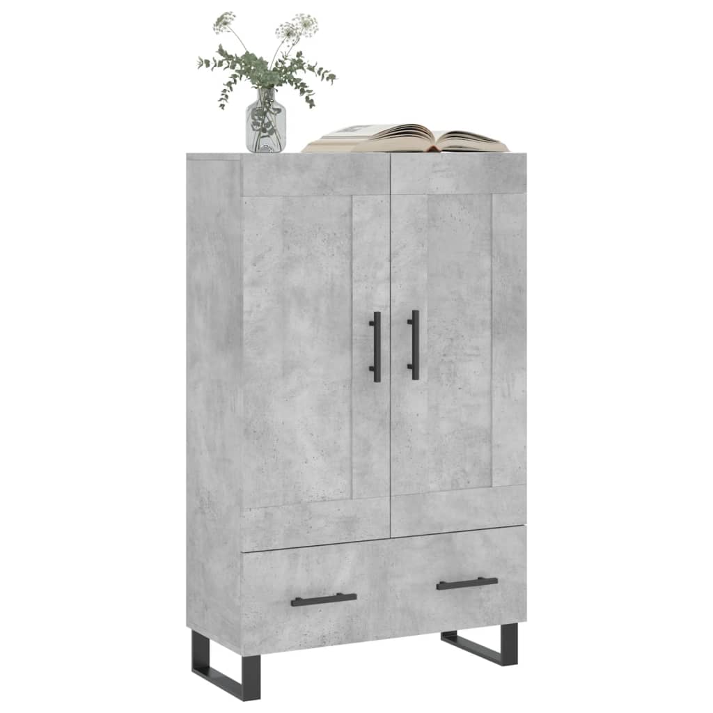 Buffet haut gris béton 69,5x31x115 cm bois d'ingénierie