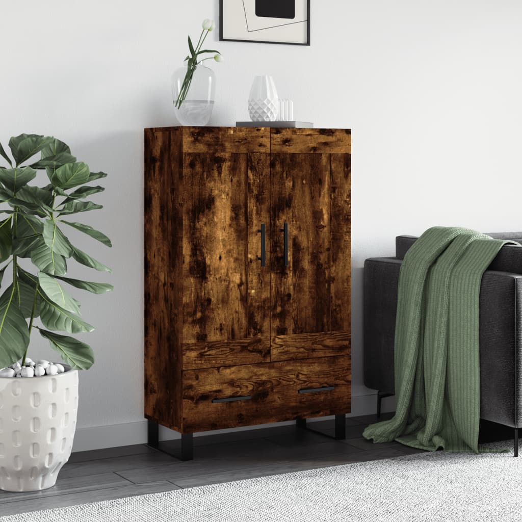 Hohes Sideboard aus geräucherter Eiche, 69,5 x 31 x 115 cm, Holzwerkstoff