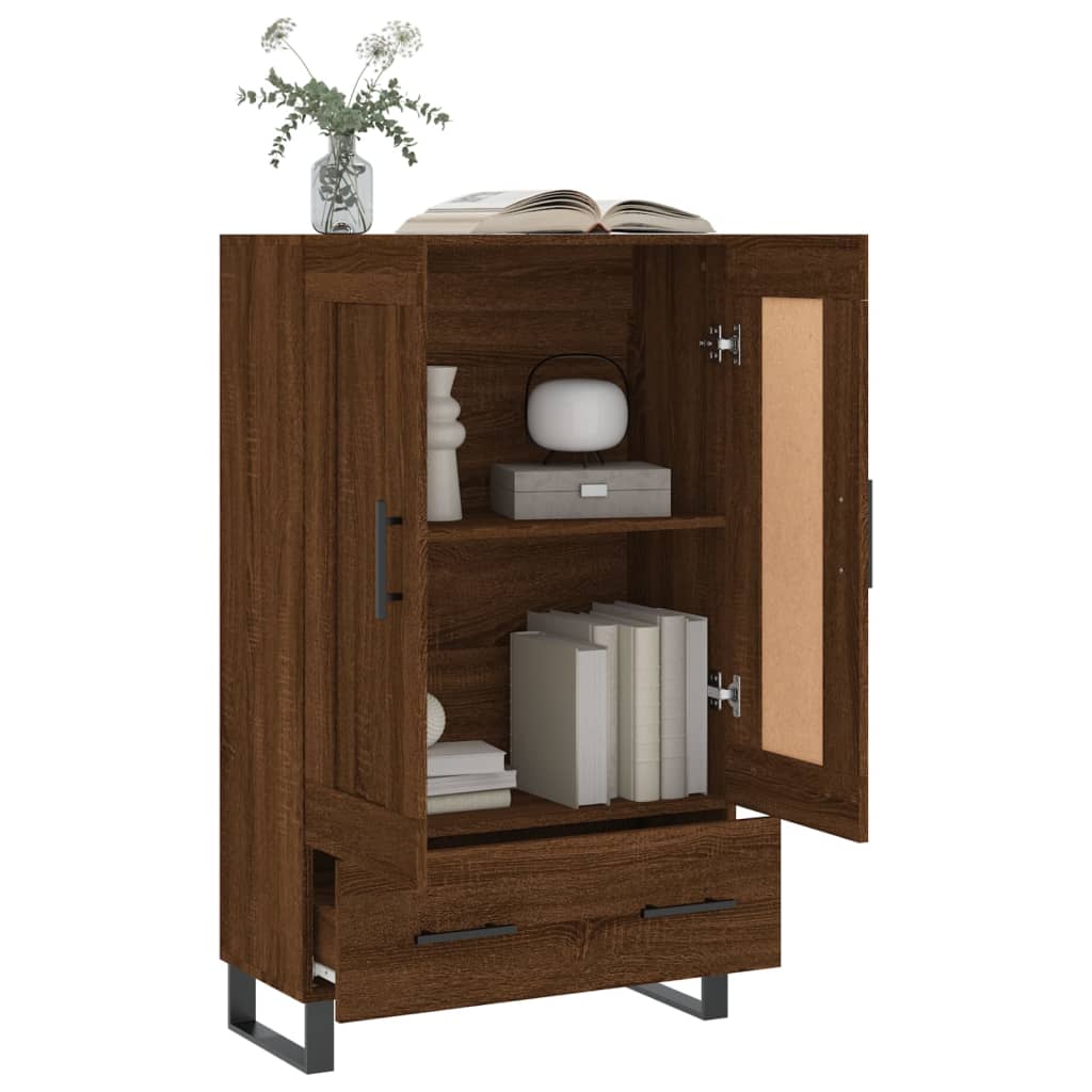 Buffet haut chêne marron 69,5x31x115 cm bois d'ingénierie