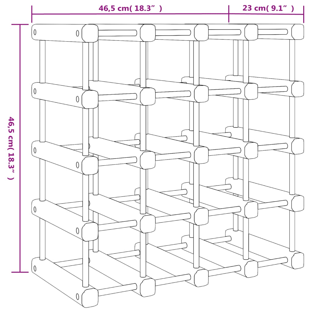 Casier à vin pour 20 bouteilles 46,5x23x46,5 cm pin massif