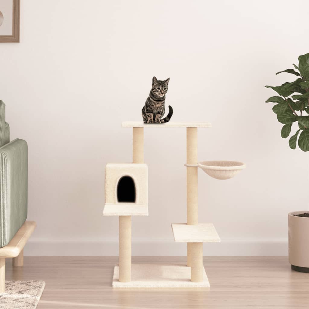 Arbre à chat avec griffoirs en sisal crème 82,5 cm