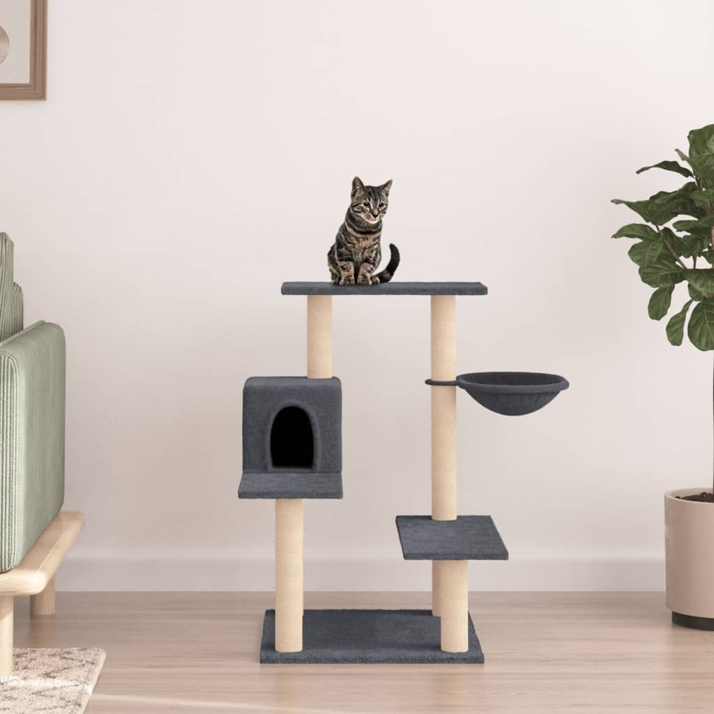 Arbre à chat avec griffoirs en sisal gris foncé 82,5 cm