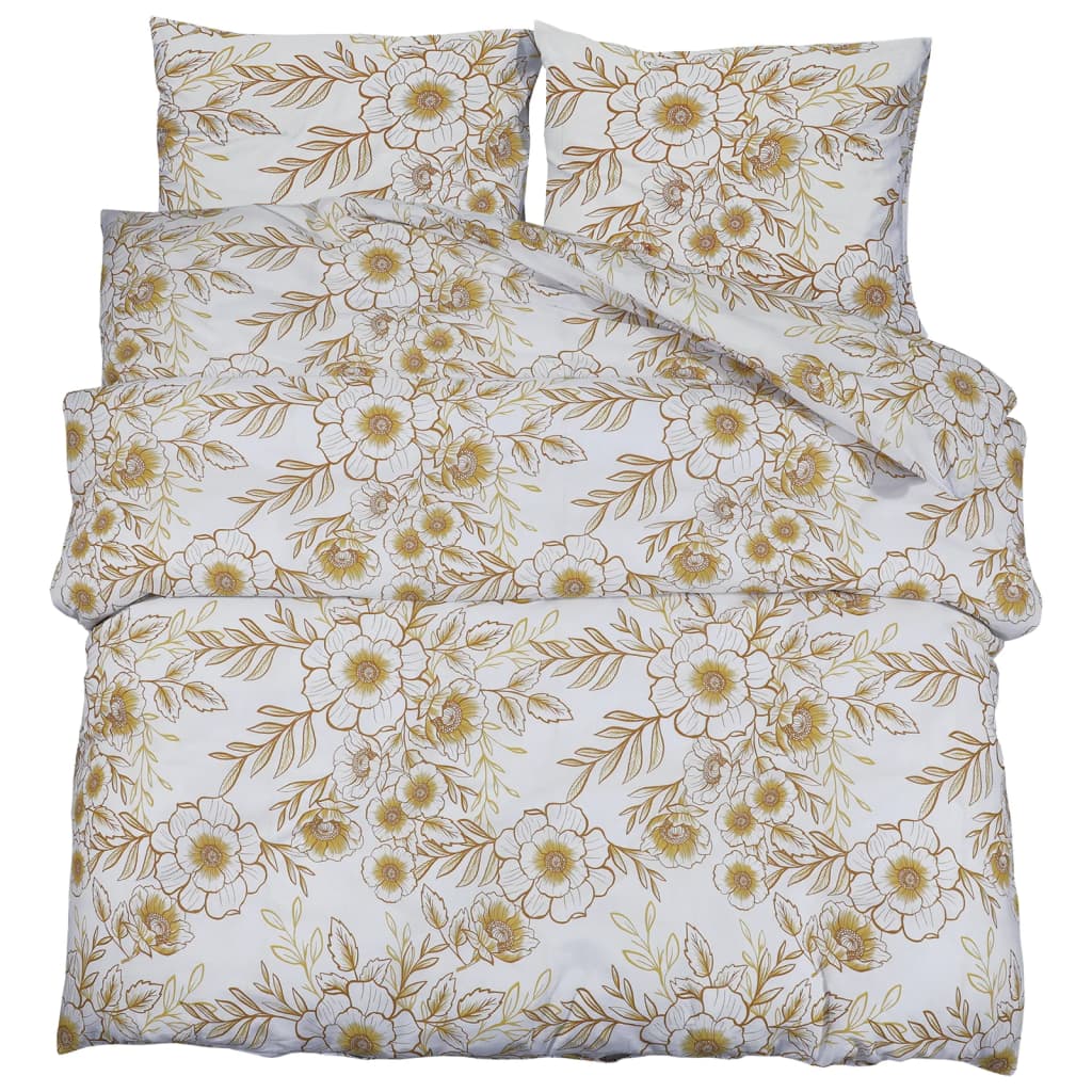 Ensemble de housse de couette blanc et marron 240x220 cm Coton