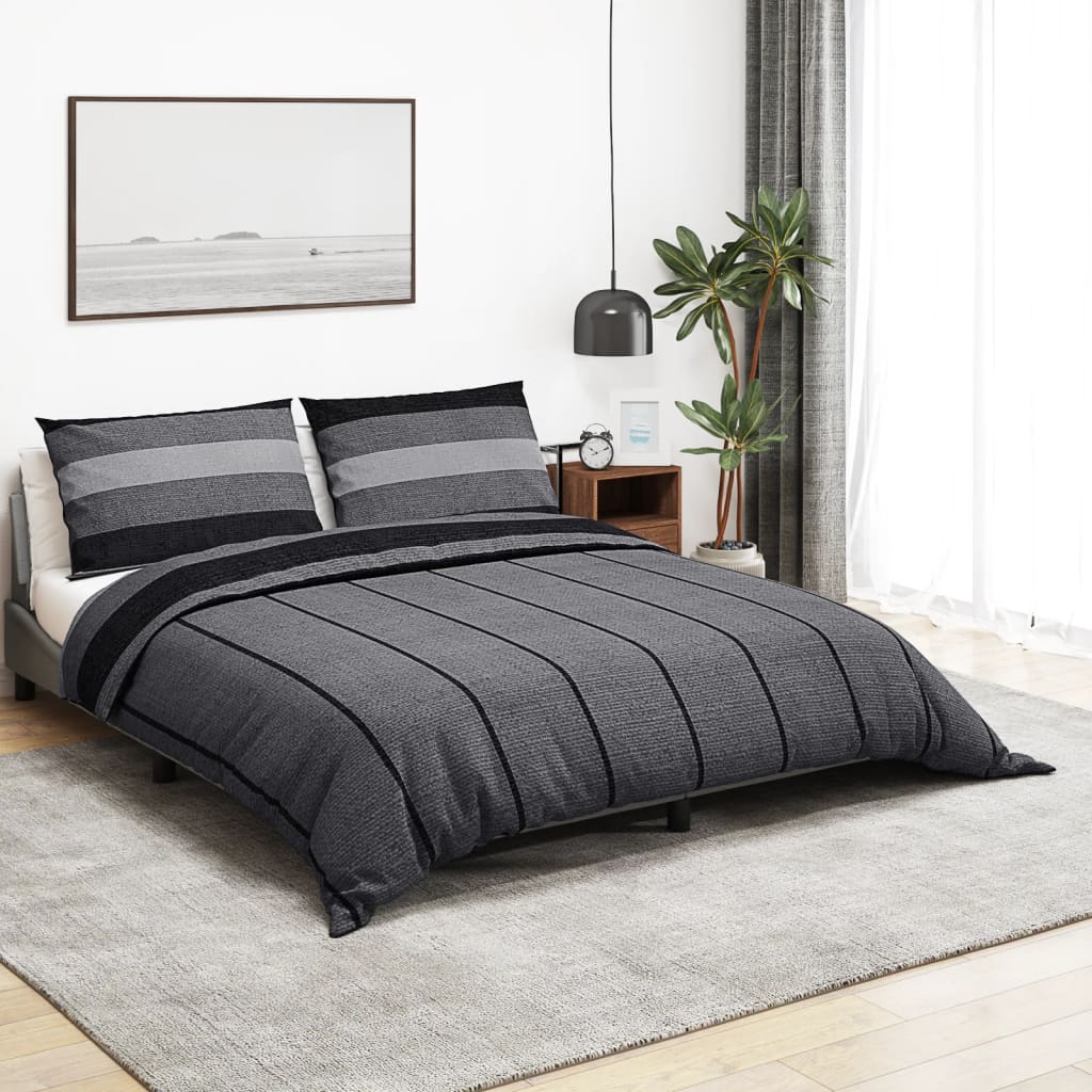 Dark Grey Duvet Cover Set 260x240 cm Cotton