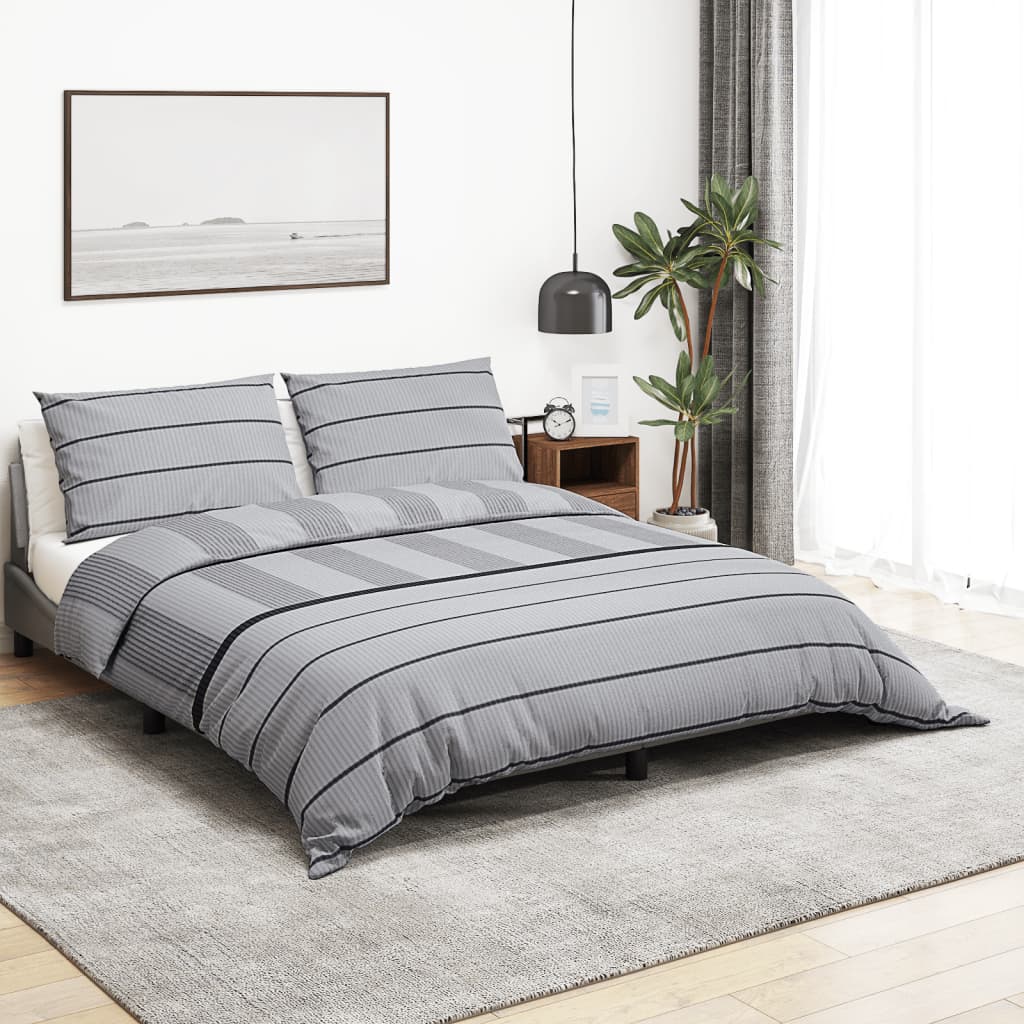 Ensemble de housse de couette Gris 240x220 cm Coton