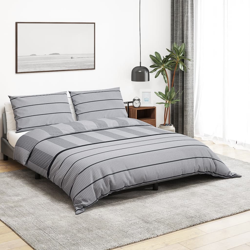 Ensemble de housse de couette Gris 200x200 cm Coton