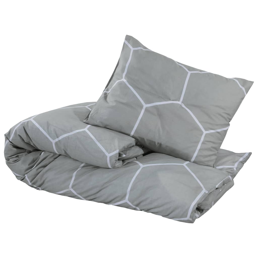 Ensemble de housse de couette Gris 200x200 cm Coton