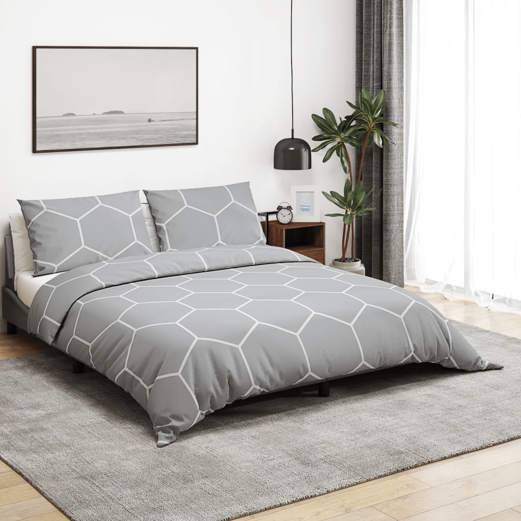 Ensemble de housse de couette Gris 200x200 cm Coton