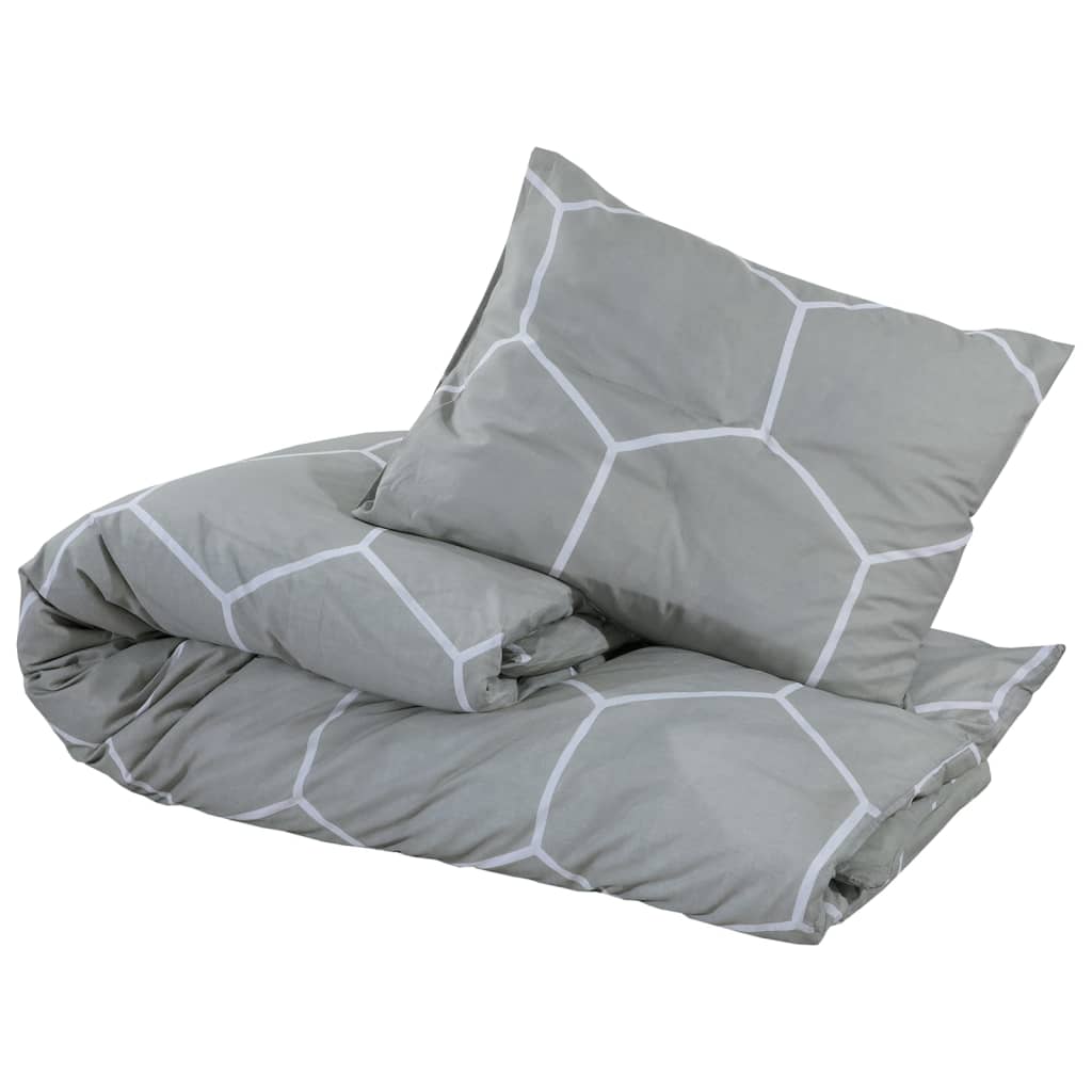 Ensemble de housse de couette Gris 135x200 cm Coton