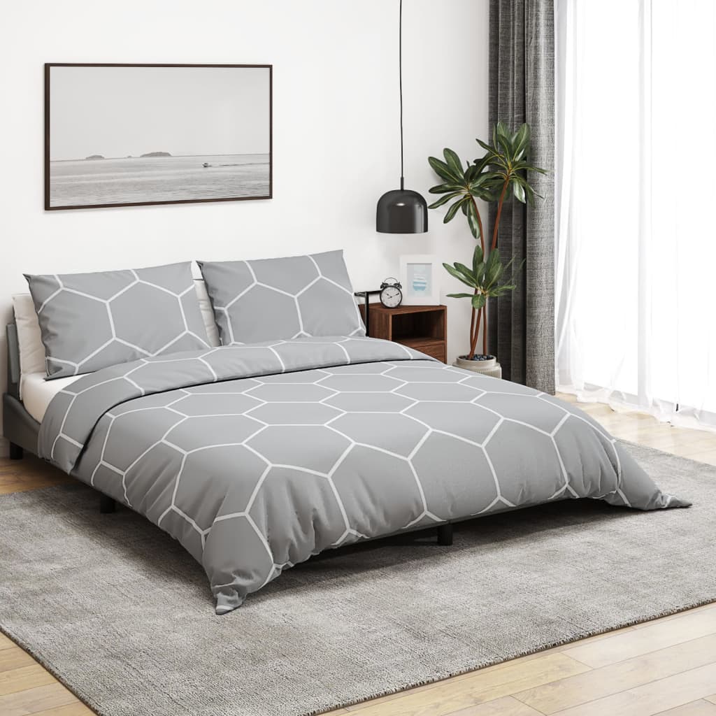 Ensemble de housse de couette Gris 155x220 cm Coton