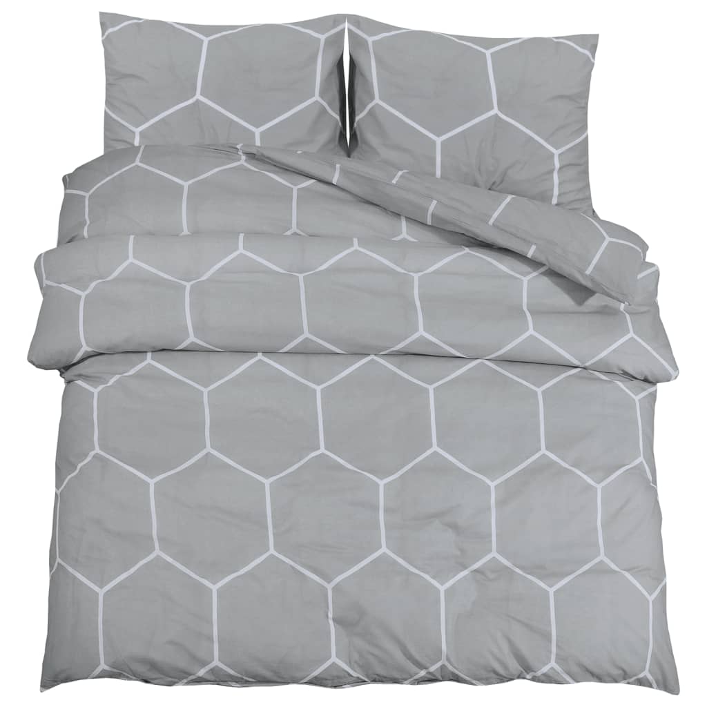 Grey Duvet Cover Set 200x200 cm Cotton