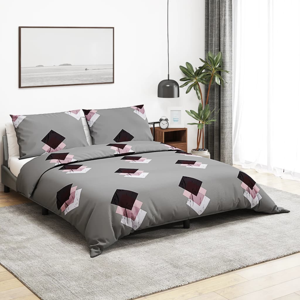 Grey Duvet Cover Set 140x200 cm Cotton