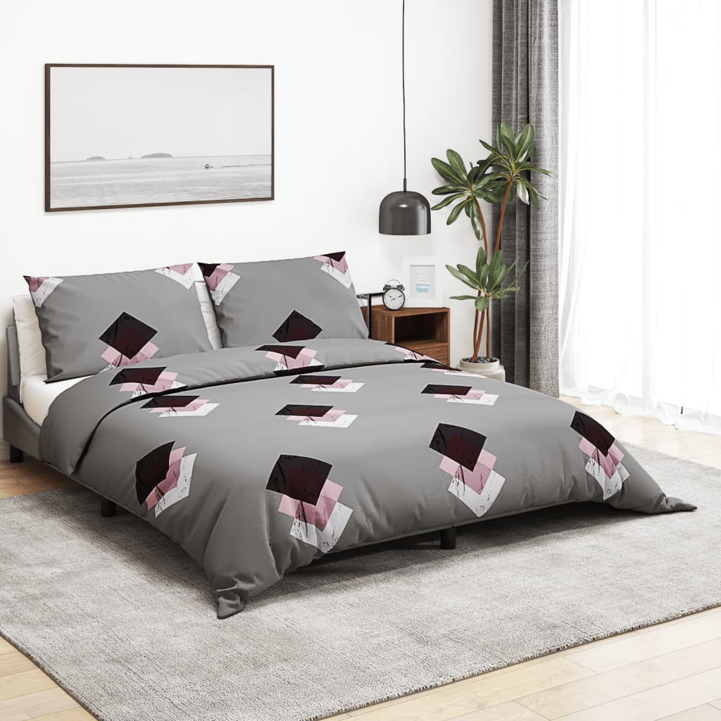 Grey Duvet Cover Set 200x200 cm Cotton