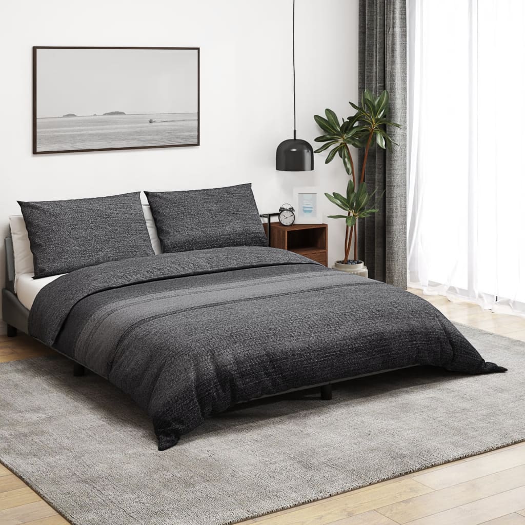 Ensemble de housse de couette gris foncé 140x200 cm Coton