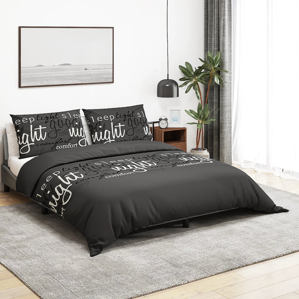 Black Duvet Cover Set 220x240 cm Cotton