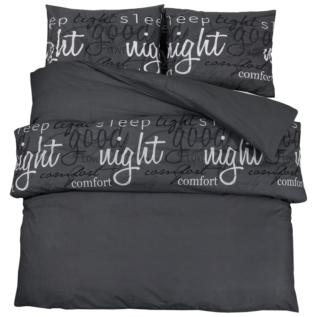 Black Duvet Cover Set 155x220 cm Cotton