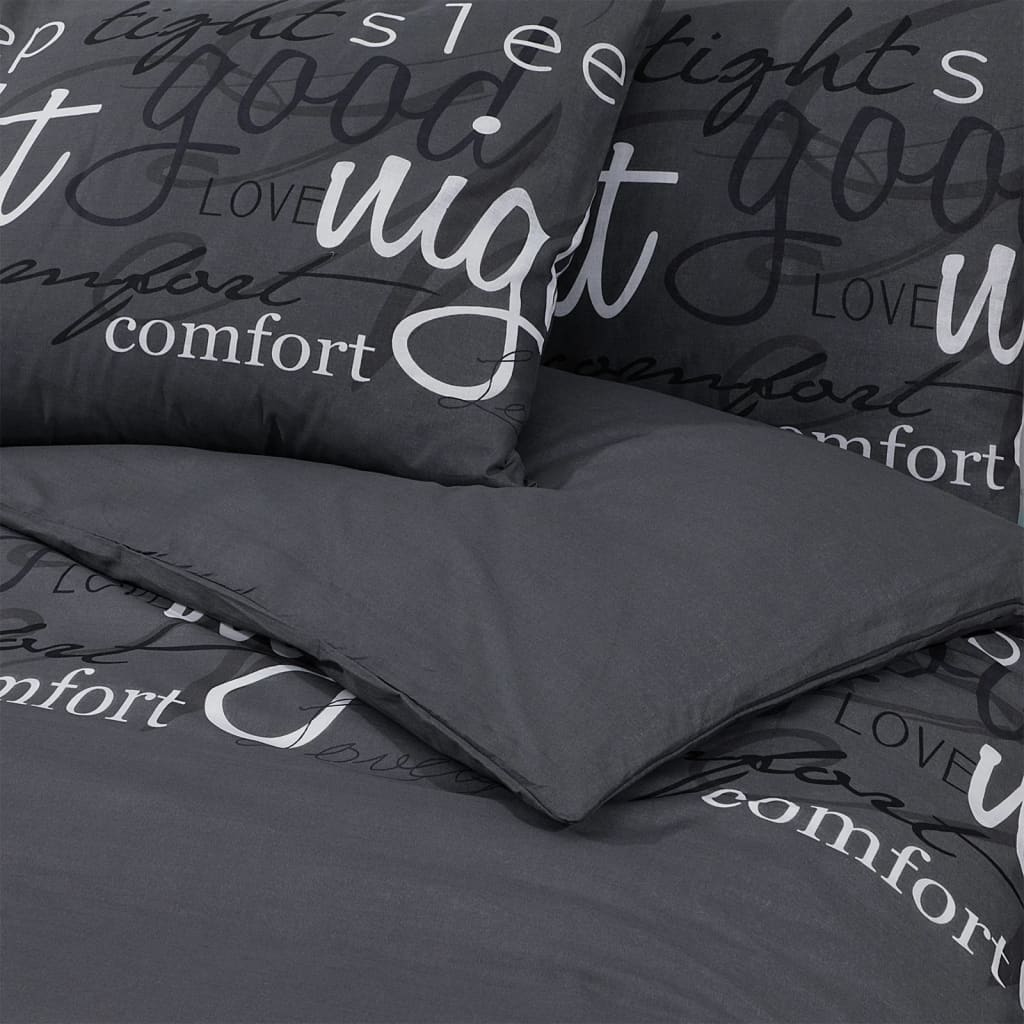 Black Duvet Cover Set 155x220 cm Cotton