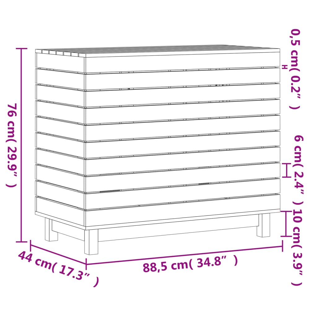 Panier à linge 88,5x44x76 cm bois massif de pin