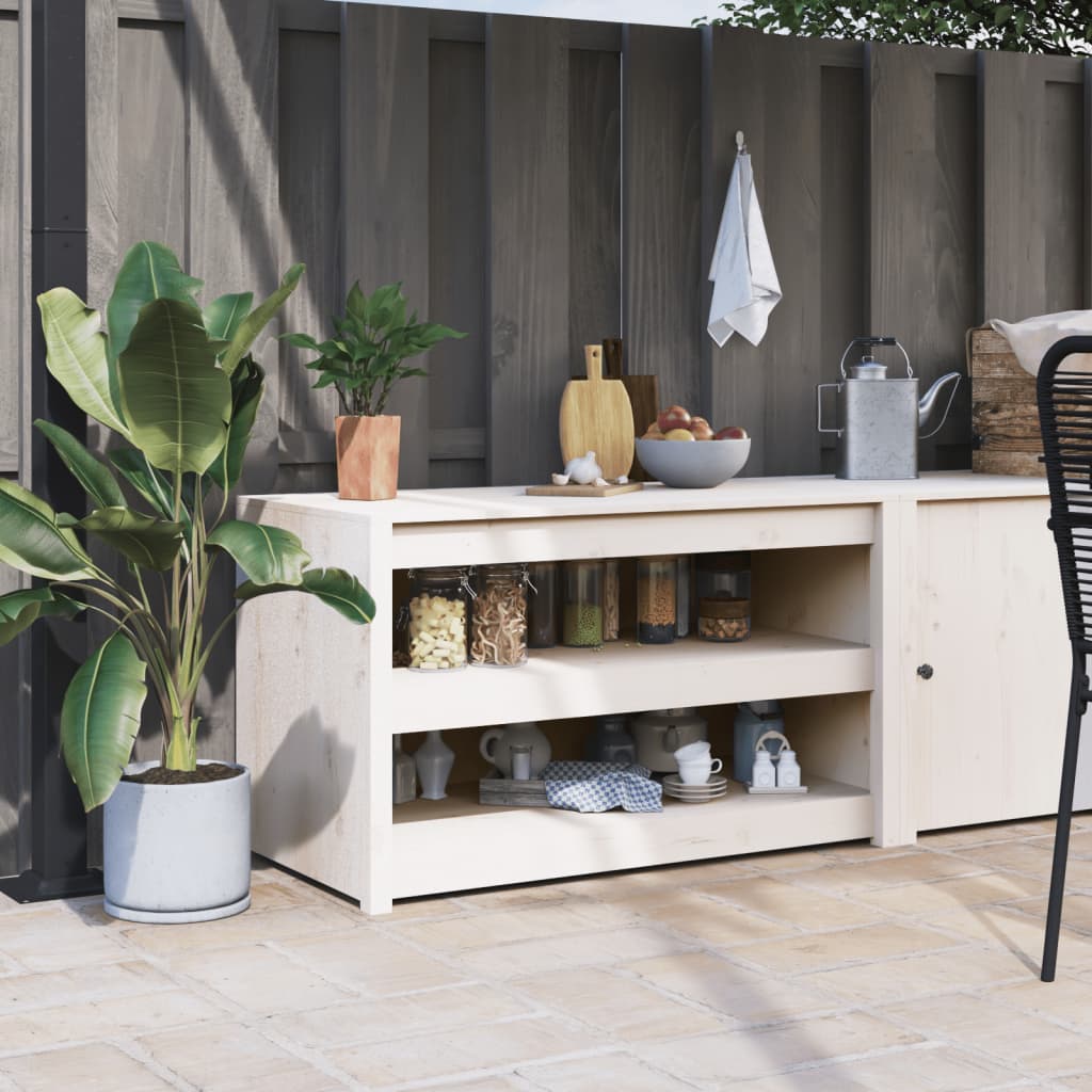 Armoire de cuisine d'extérieur blanc bois de pin massif