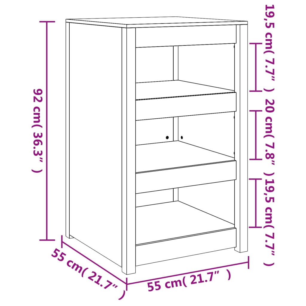 Armoire de cuisine d'extérieur 55x55x92 cm bois de pin massif