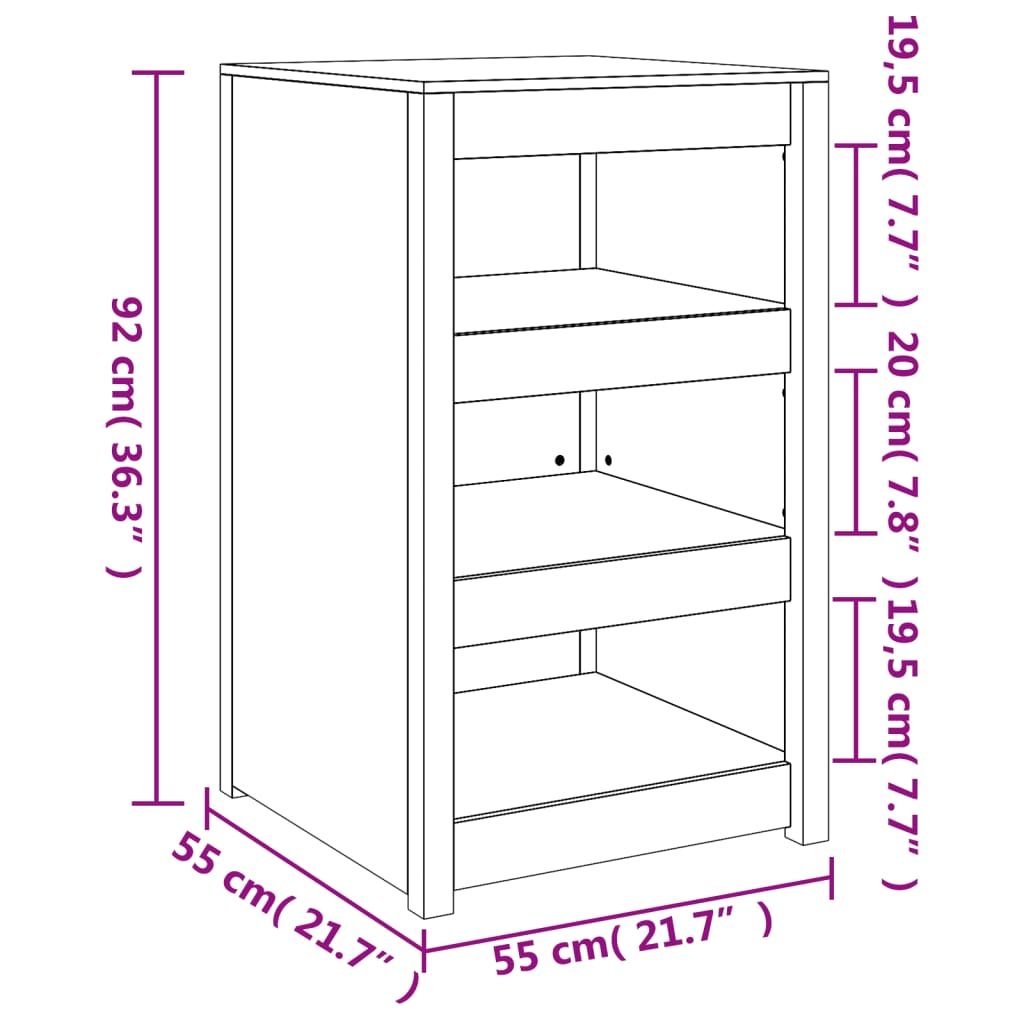 Weißer Outdoor-Küchenschrank aus massivem Kiefernholz