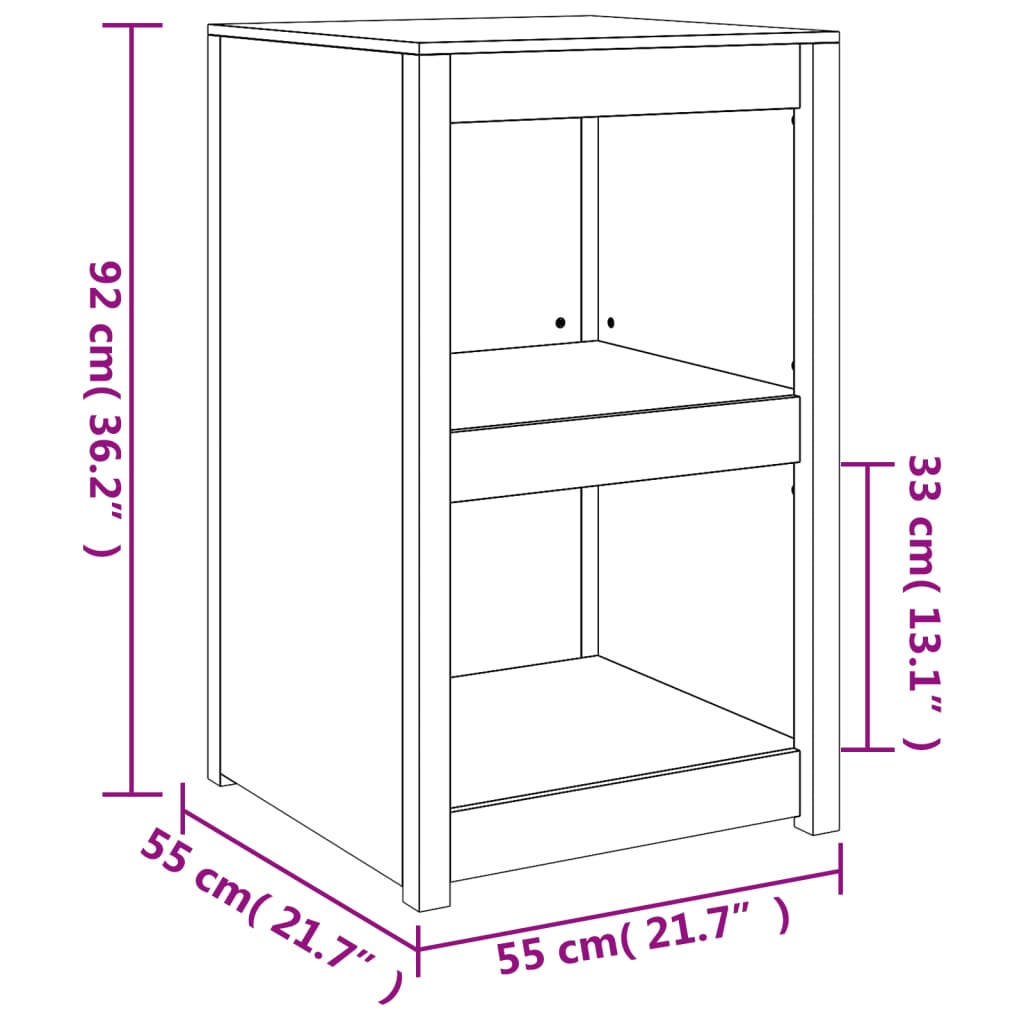 Outdoor kitchen cabinet 55x55x92 cm solid pine wood