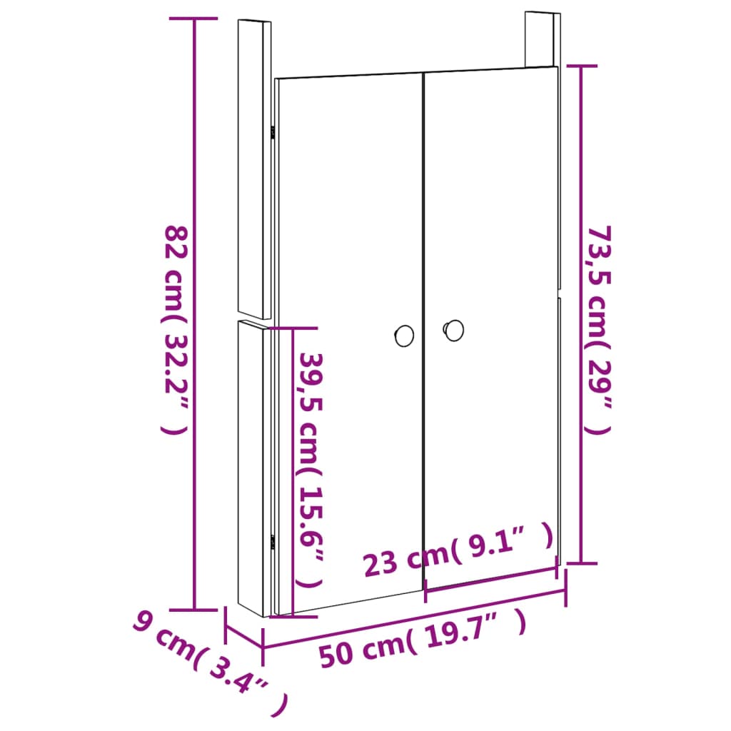 Portes de cuisine d'extérieur 50x9x82 cm bois de pin massif