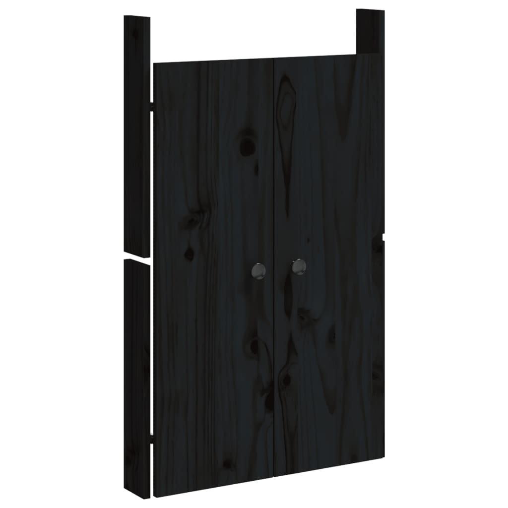 Portes de cuisine d'extérieur noir 50x9x82cm bois de pin massif