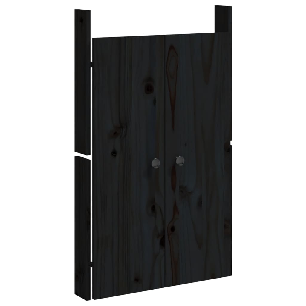 Portes de cuisine d'extérieur 2 pcs noir bois de pin massif