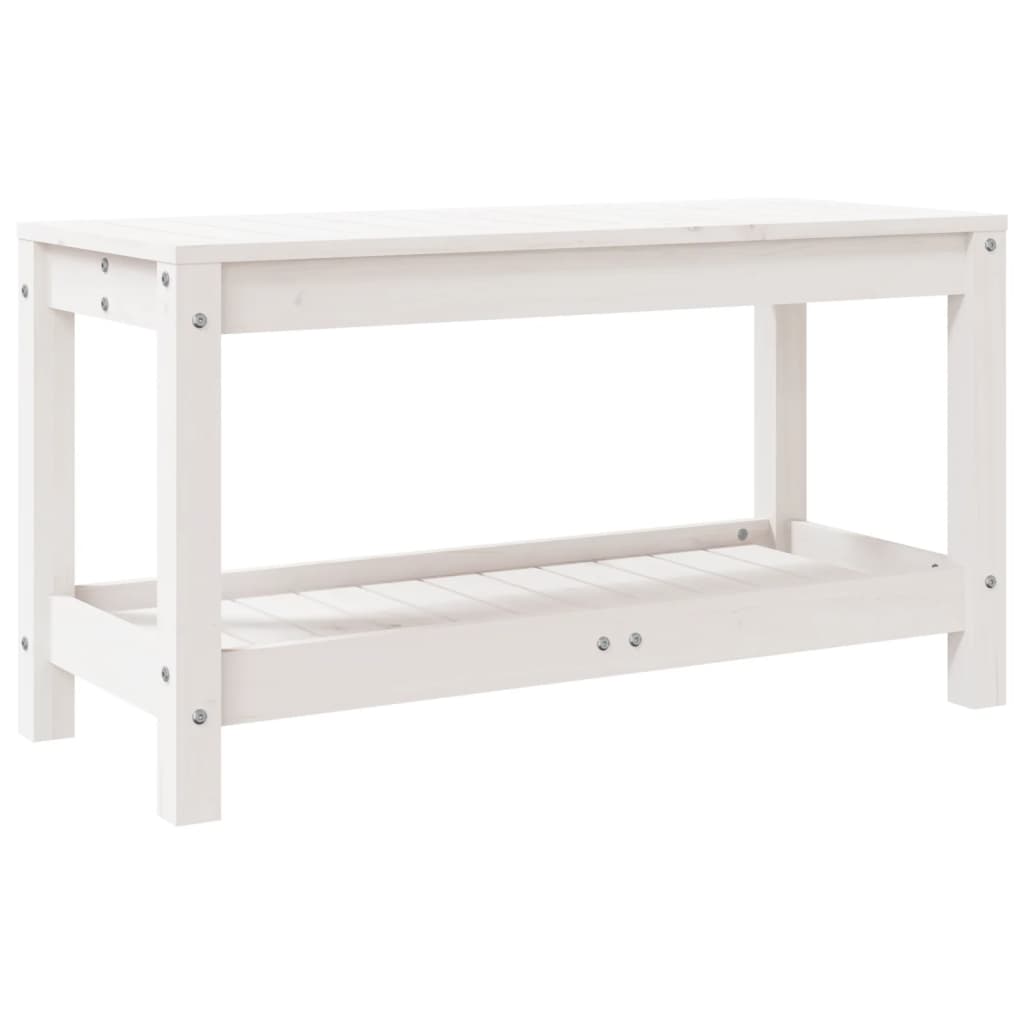 Banc de jardin blanc 82,5x35x45 cm bois massif de pin