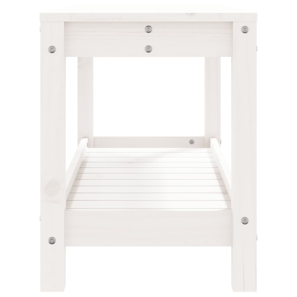 Banc de jardin blanc 82,5x35x45 cm bois massif de pin