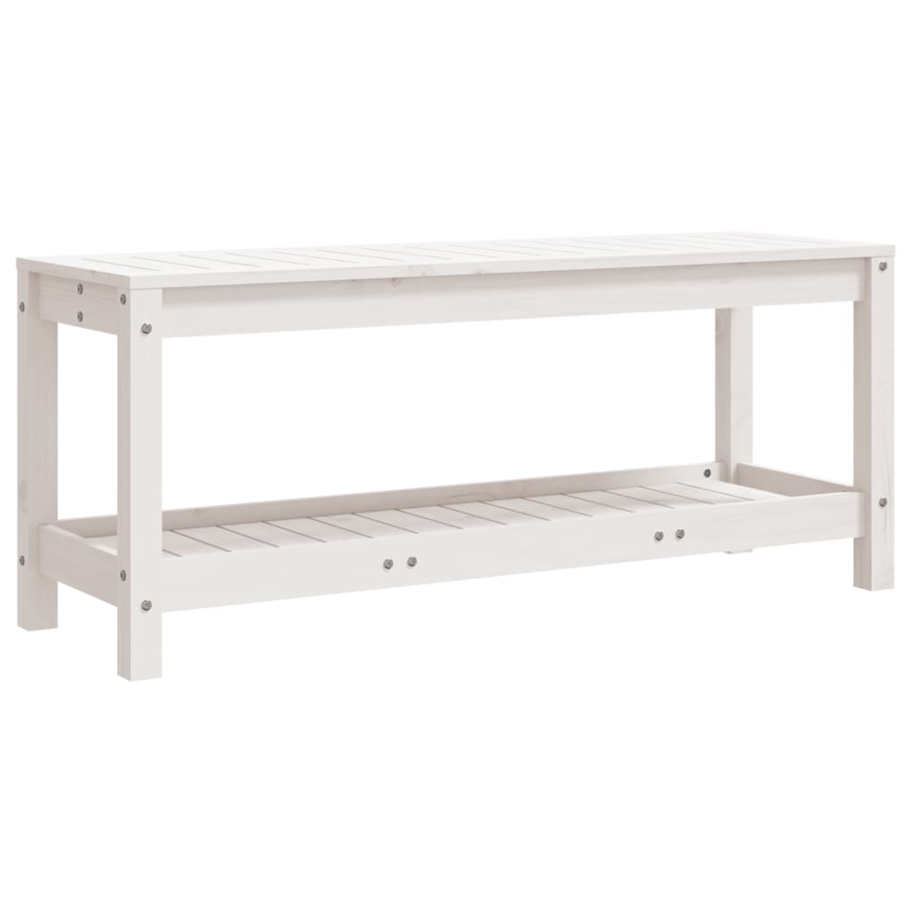 Banc de jardin blanc 108x35x45 cm bois massif de pin