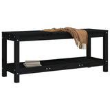 Banc de jardin noir 108x35x45 cm bois massif de pin