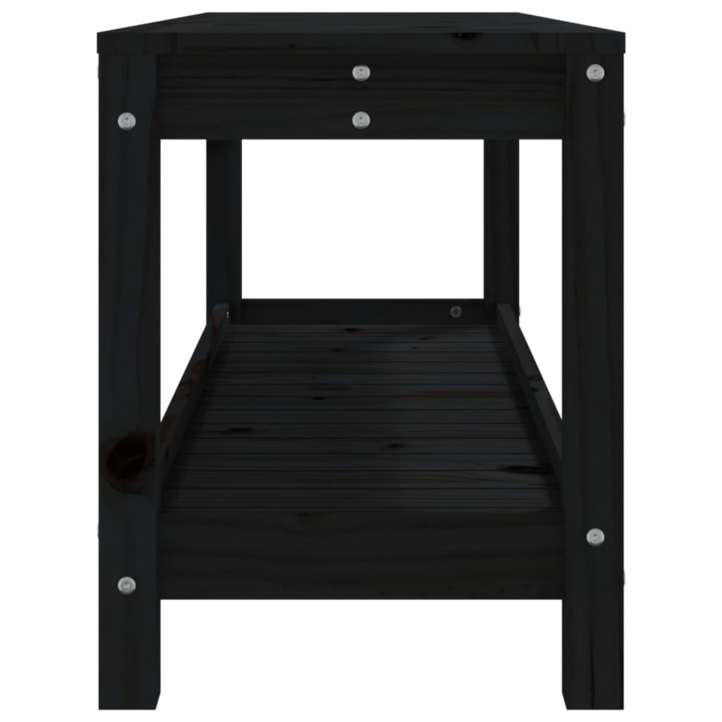 Banc de jardin noir 108x35x45 cm bois massif de pin