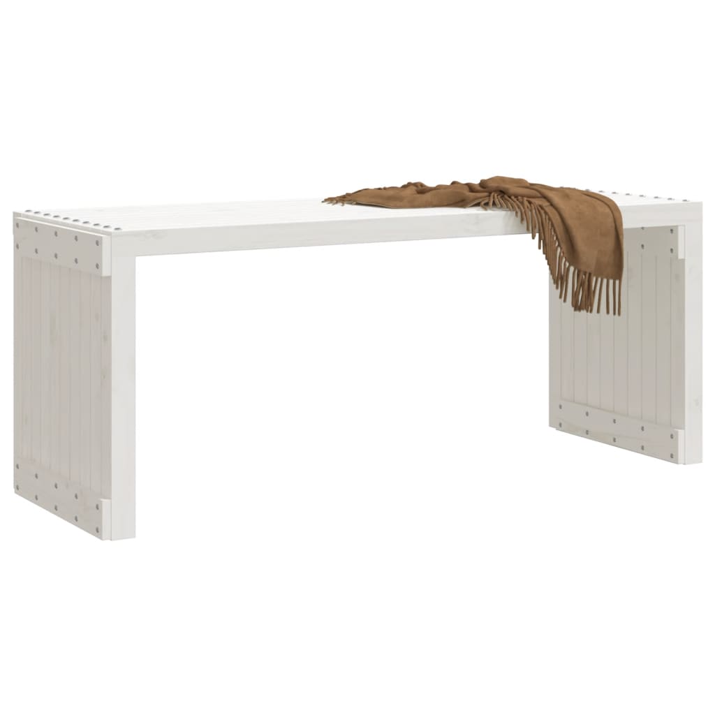 Banc de jardin extensible blanc 212,5x40,5x45cm bois massif pin