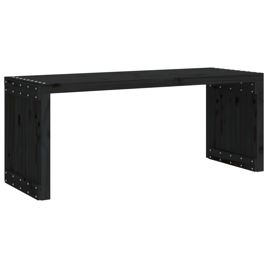 Banc de jardin extensible noir 212,5x40,5x45 cm bois massif pin