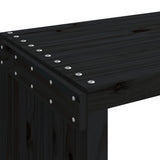 Banc de jardin extensible noir 212,5x40,5x45 cm bois massif pin