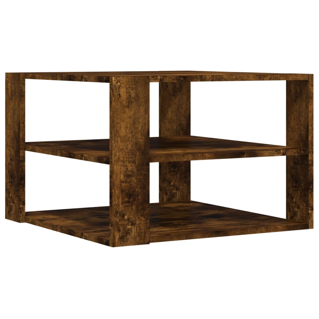 Table basse chêne fumé 59,5x59,5x40 cm bois d'ingénierie