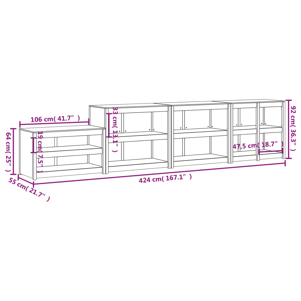 Armoires de cuisine d'extérieur 4 pcs bois de pin massif