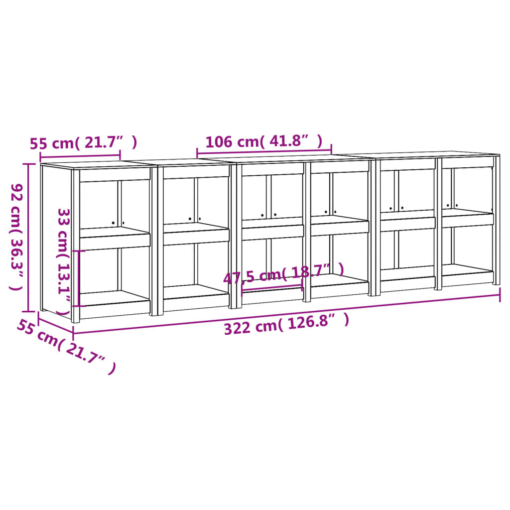 Armoires de cuisine d'extérieur 4 pcs bois de pin massif