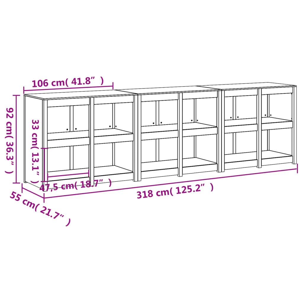 Armoires de cuisine d'extérieur 3 pcs blanc bois de pin massif