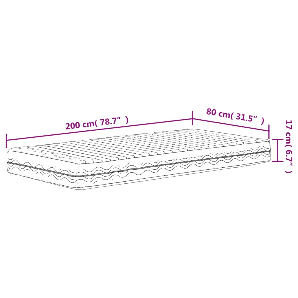 Matelas en mousse blanc 80x200 cm dureté H2 H3