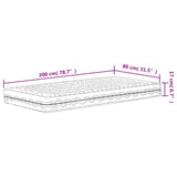 Matelas en mousse blanc 80x200 cm dureté H2 H3